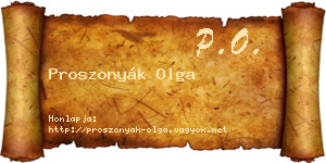 Proszonyák Olga névjegykártya